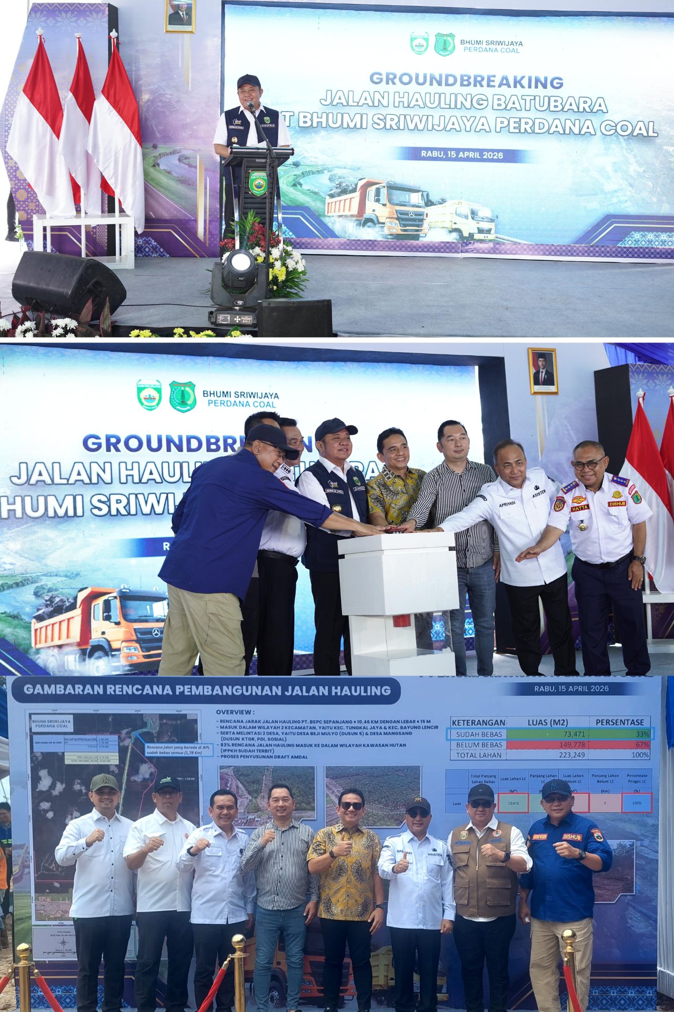 Wujudkan Kelancaran Lalu Lintas, Bapak Gubernur Herman Deru Lakukan Groundbreaking Jalan Khusus Batubara PT BSPC di Muba